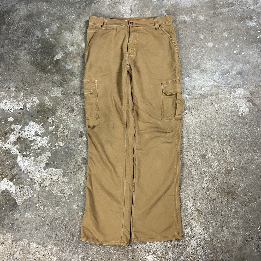 Dickies Flex Cargo Pants Size 32x32 Tan Canvas Straight Fit Work Wear